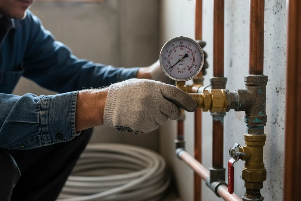 Pressure testing a repaired line during Water Line Repair in Doty